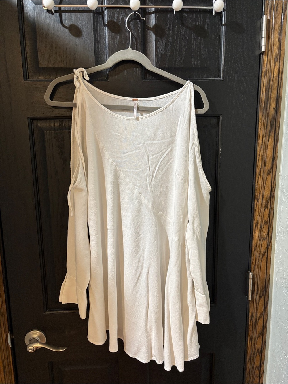 Free People Ivory/Cream Cold-Shoulder Mini Dress